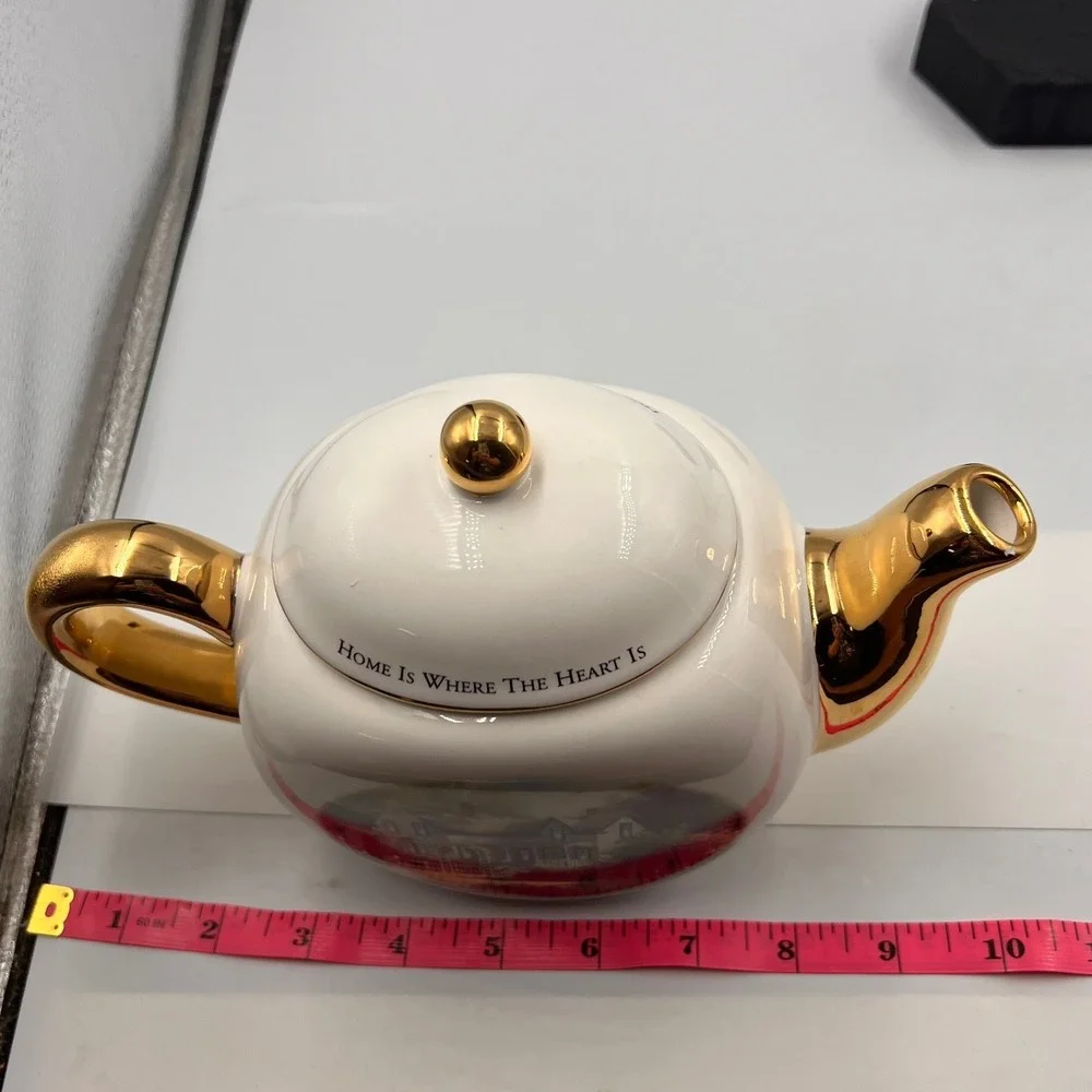 Thomas Kinkade‎ Home Is Where The Heart Is II Teapot Teleflora Gold Trim Ceramic